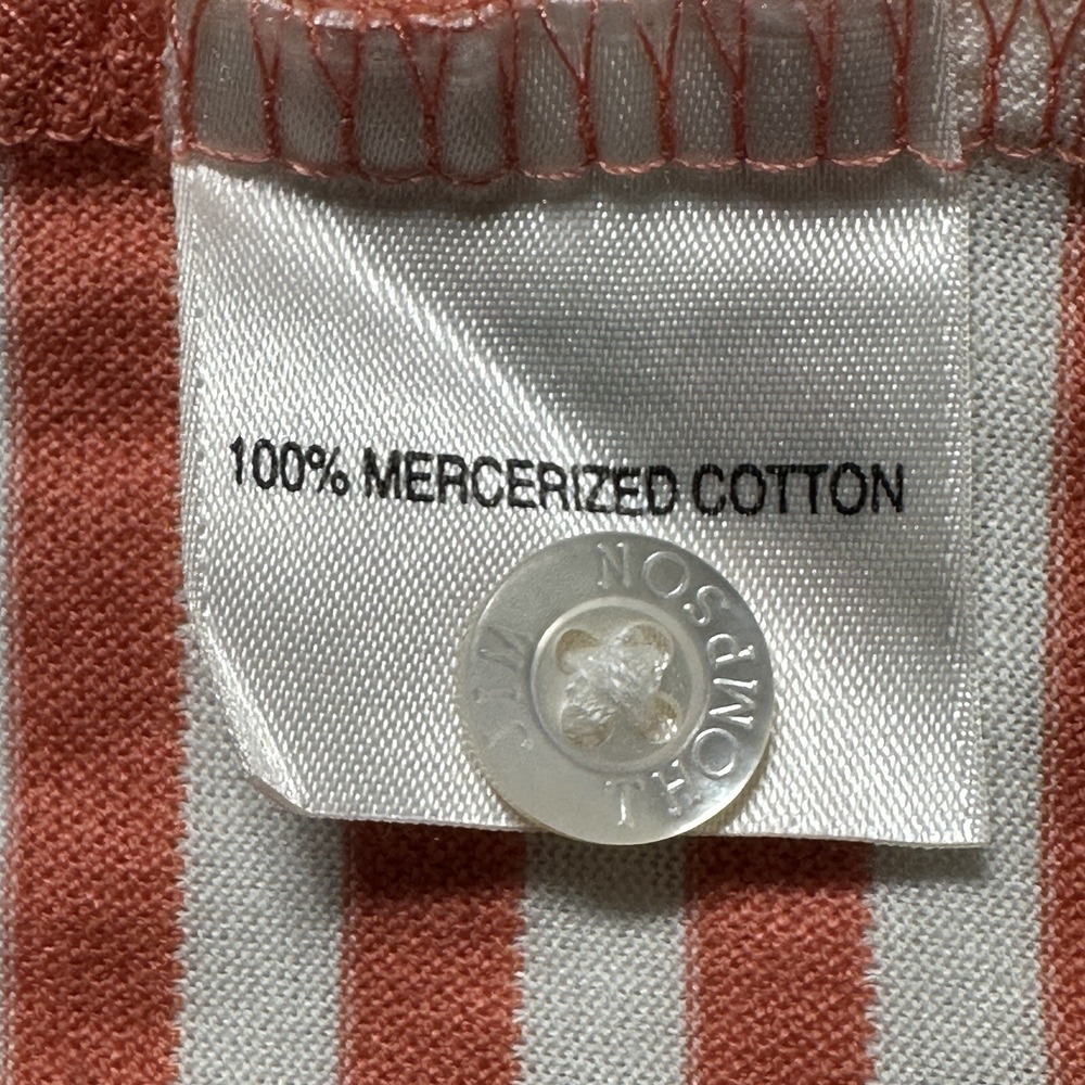 Jim Thompson Men's T Shirt Size S Salmon White Striped Short Sleeve‎ 100% Cotton - Picture 4 of 8